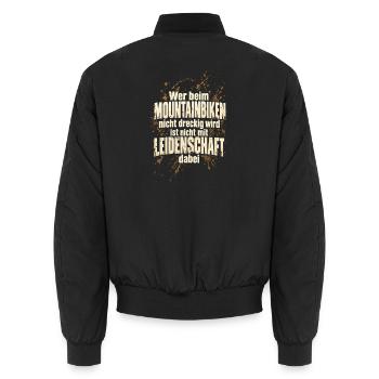 Mountainbiken – Dreck und Leidenschaft - Unisex Bomberjacke - Schwarz - Hinten - AI Model Male 185 light (185cm)