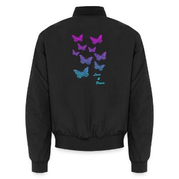 Schmetterlinge  Liebe Frieden - Unisex Bomberjacke - Schwarz - Hinten - AI Model Male 185 light (185cm)
