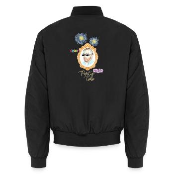 Freitagabend-Porträtparty - Unisex Bomberjacke - Schwarz - Hinten - AI Model Male 185 light (185cm)
