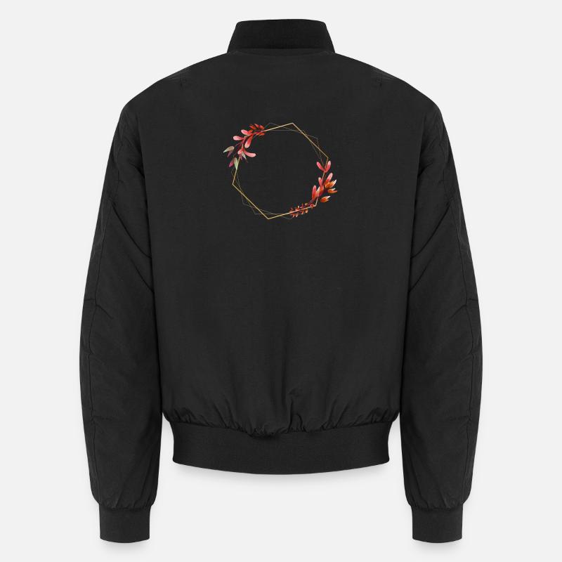 Hexagone doré à fleurs rouges et oranges Bomber unisexe