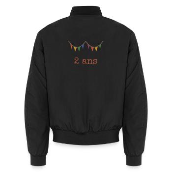 2. 2 JAHRE - Unisex Bomberjacke - Schwarz - Hinten - AI Model Male 185 light (185cm)