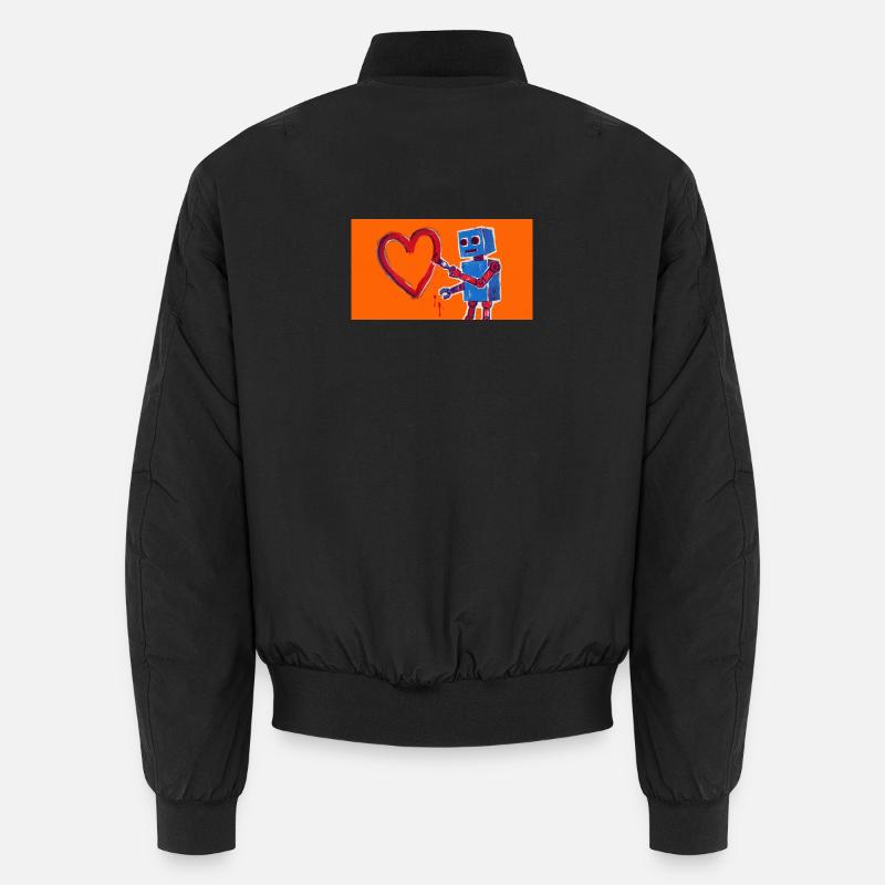 Robotherz auf Neonorange Hintergrund Unisex Bomberjacke