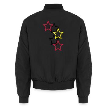 Outlined Stars Three Colors - Unisex Bomber Jacket - black - Back - AI Model Male 185 light (185cm)