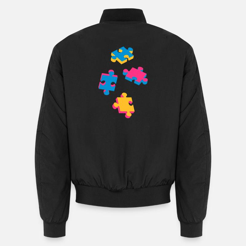 four puzzle pieces - Unisex Bomber Jacket - black