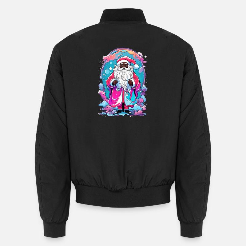 Colourful Christmas magic with snowman - Unisex Bomber Jacket - black