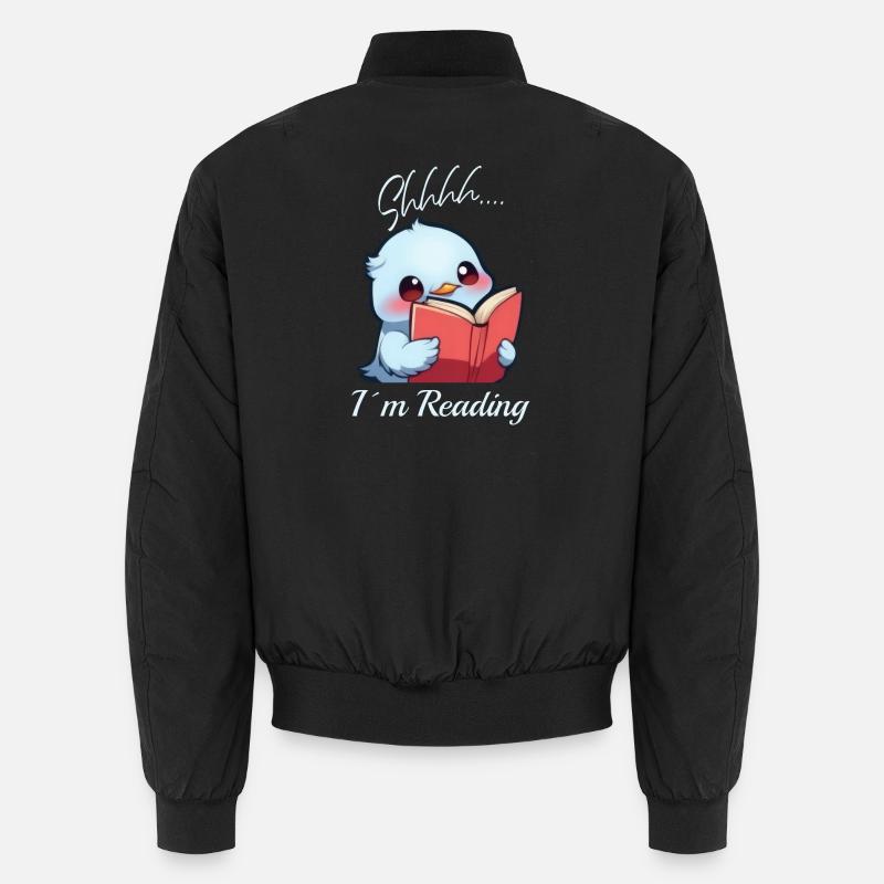 Vogel mit Buch - Unisex Bomberjacke - Schwarz