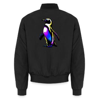 Pinguin - Unisex Bomberjacke - Schwarz - Hinten - AI Model Male 185 light (185cm)