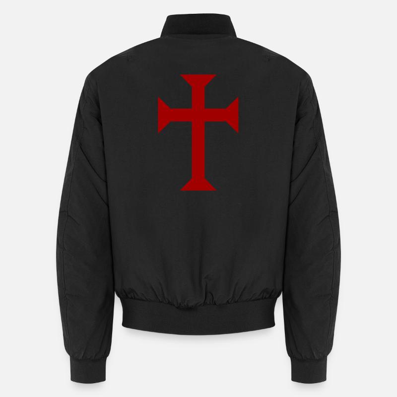 Red Templar Cross - Unisex Bomber Jacket - black