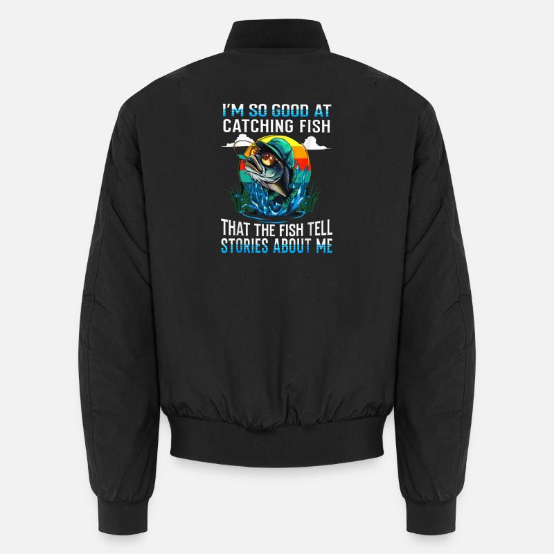 Attraper des histoires de poisson Tee - Bomber unisexe - noir