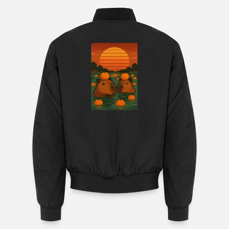 Capybara with orange on her head Unisex Bomber Jacket
