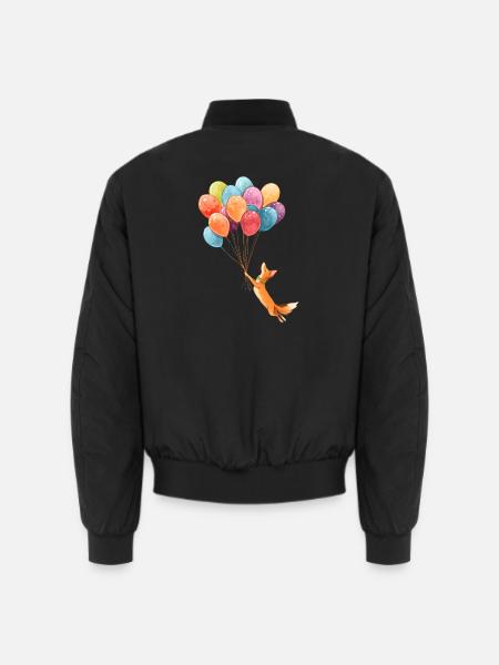 Fliegender Fuchs mit bunten Ballons - Unisex Bomberjacke - Schwarz