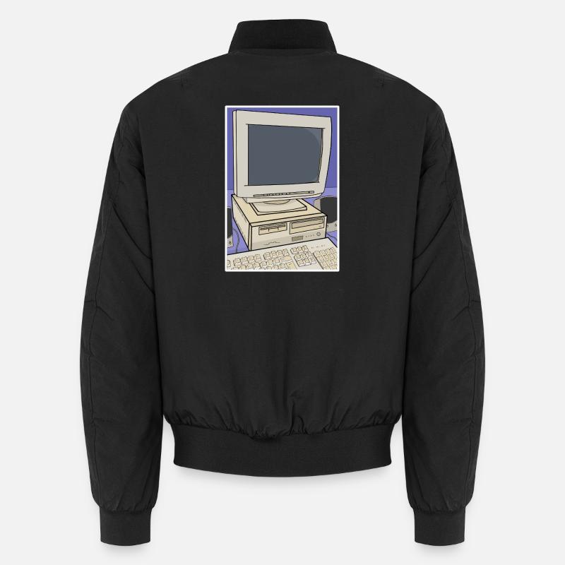 Retro-Computer-Desktop-Einrichtung - Unisex Bomberjacke - Schwarz