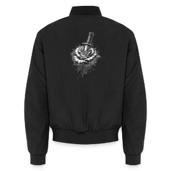 Rose mit Dolch Gotische Grafik - Unisex Bomberjacke - Schwarz - Hinten - AI Model Male 185 light (185cm)