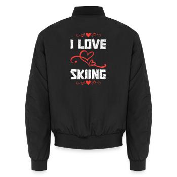 I Love Skiing – Wintersport-Liebe - Unisex Bomberjacke - Schwarz - Hinten - AI Model Male 185 light (185cm)