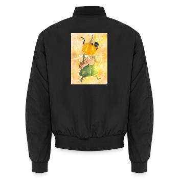 Herbst-Pumpkinhut-Katzenabenteuer - Unisex Bomberjacke - Schwarz - Hinten - AI Model Male 185 light (185cm)