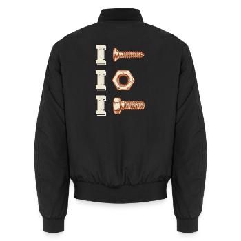 Industrielles Schraubenmutter-Trio - Unisex Bomberjacke - Schwarz - Hinten - AI Model Male 185 light (185cm)