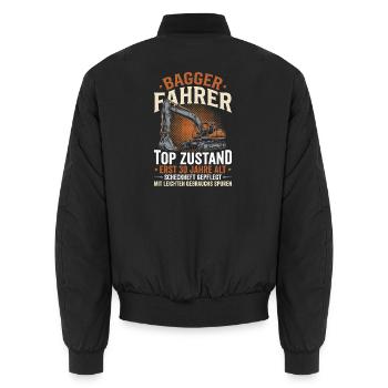Baggerfahrer Top Zustand Erst 30 Jahre Alt - Unisex Bomberjacke - Schwarz - Hinten - AI Model Male 185 light (185cm)