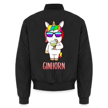 Ginhorn Gin Einhorn Drink Karneval Outfit - Unisex Bomberjacke - Schwarz - Hinten - AI Model Male 185 light (185cm)