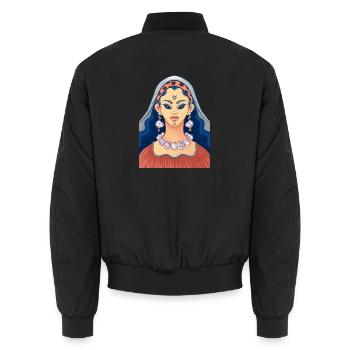 Hexe mit menschlichen Ohrringen und Halskette - Unisex Bomberjacke - Schwarz - Hinten - AI Model Male 185 light (185cm)