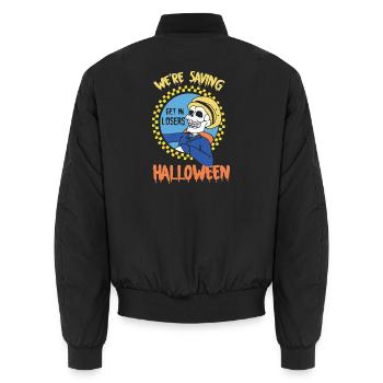 Steig ein bei Losers Skull Drive Wir retten Halloween - Unisex Bomberjacke - Schwarz - Hinten - AI Model Male 185 light (185cm)