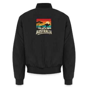 Australia - Australien - Koala - Känguru - Down Un - Unisex Bomberjacke - Schwarz - Hinten - AI Model Male 185 light (185cm)