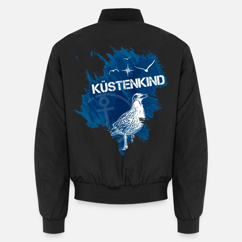 Seagulls Coastal Child - Unisex Bomber Jacket - black