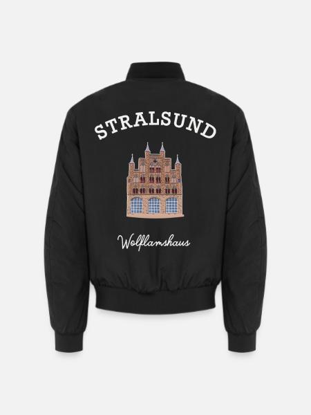 Stralsund Wahrzeichen Wolflamshaus, Zeichnung - Unisex Bomberjacke - Schwarz