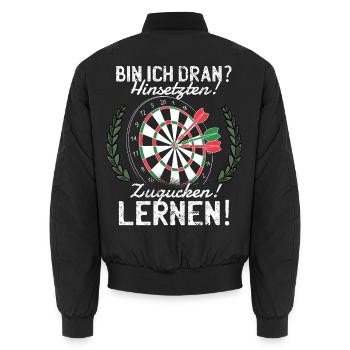 Dartspiel Spieler - Unisex Bomberjacke - Schwarz - Hinten - AI Model Male 185 light (185cm)