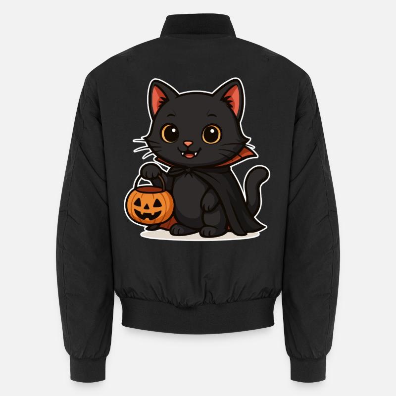 Kitten Halloween Pumpkin Magic - Unisex Bomber Jacket - black