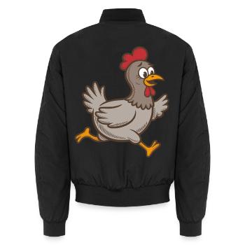 Chicken Running Hen Rooster Running Rooster Running Chickens - Unisex Bomber Jacket - black - Back - AI Model Male 185 light (185cm)