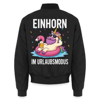 Lustiges Einhorn Urlaub Bier Party Urlaubsmodus - Unisex Bomberjacke - Schwarz - Hinten - AI Model Male 185 light (185cm)