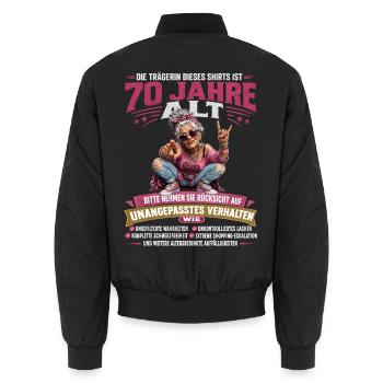 Lustiges 70 Geburtstag Funshirt Oma Geschenk Humor - Unisex Bomberjacke - Schwarz - Hinten - AI Model Male 185 light (185cm)