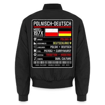Polnisch Deutsch zwischen zwei Kulturen 197x - Unisex Bomberjacke - Schwarz - Hinten - AI Model Male 185 light (185cm)
