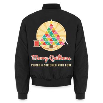 Fröhliche Quiltmas Lustige Weihnachtsquilterin - Unisex Bomberjacke - Schwarz - Hinten - AI Model Male 185 light (185cm)