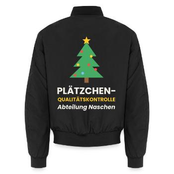 Plätzchen Qualitätskontrolle Weihnachten Shirt - Unisex Bomberjacke - Schwarz - Hinten - AI Model Male 185 light (185cm)