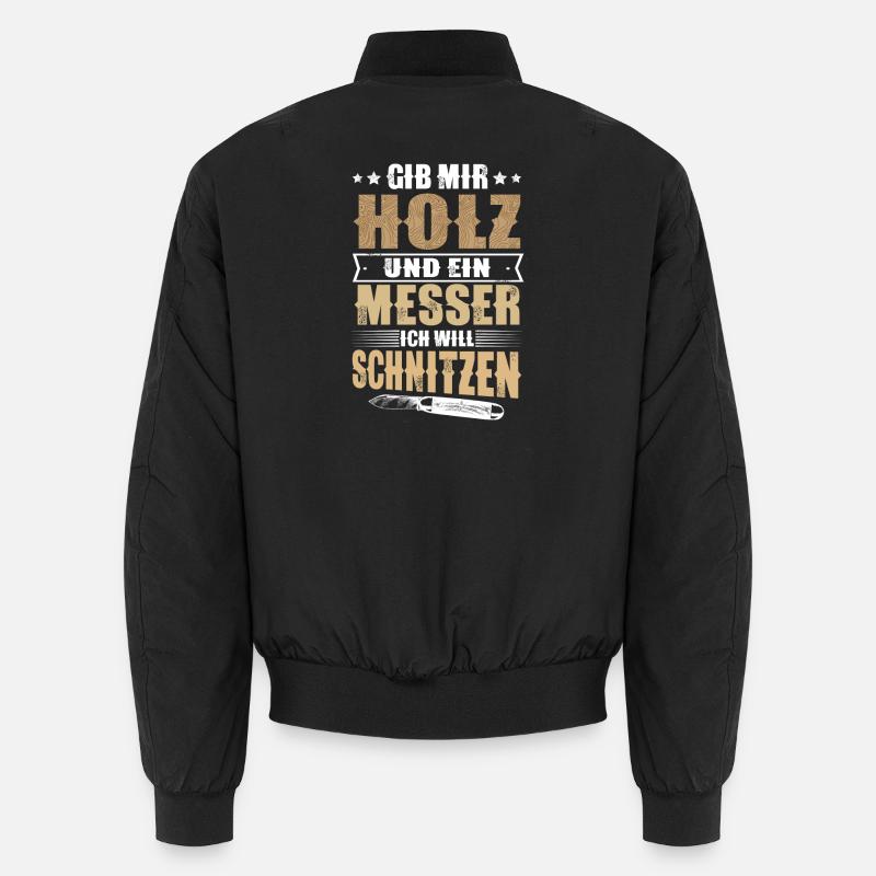 Schnitzen Holz - Unisex Bomberjacke - Schwarz
