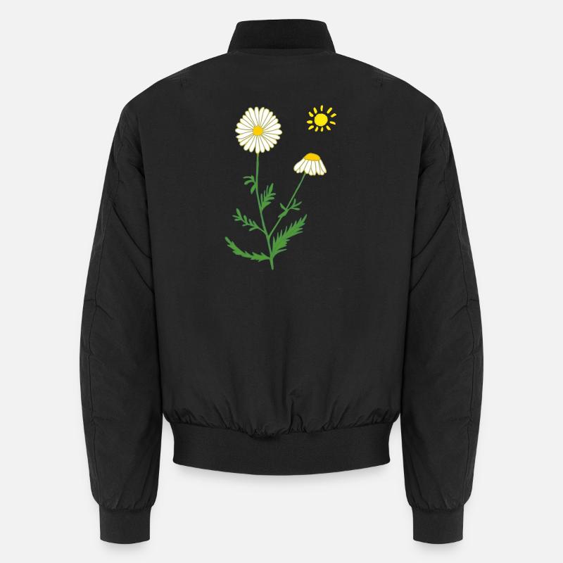 Chamomile with sun - Unisex Bomber Jacket - black