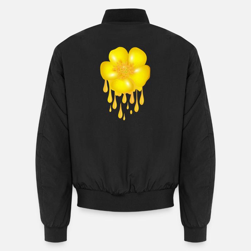 leuchtend gelbe Butterblume mit Dripping Effect Unisex Bomberjacke