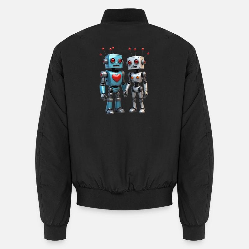 Roboter Pärchen - Unisex Bomberjacke - Schwarz