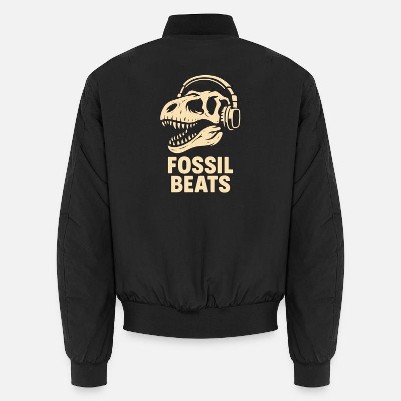 Fossil Beats Dinosaur mit Kopfhörer - Unisex Bomberjacke - Schwarz
