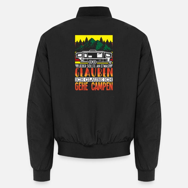 Camper Camping Wohnwagen Spruch - Unisex Bomberjacke - Schwarz