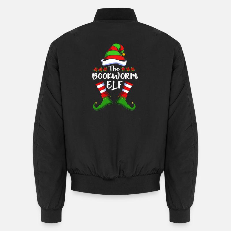 Elf Elf Christmas Gift Reading Books Unisex Bomber Jacket