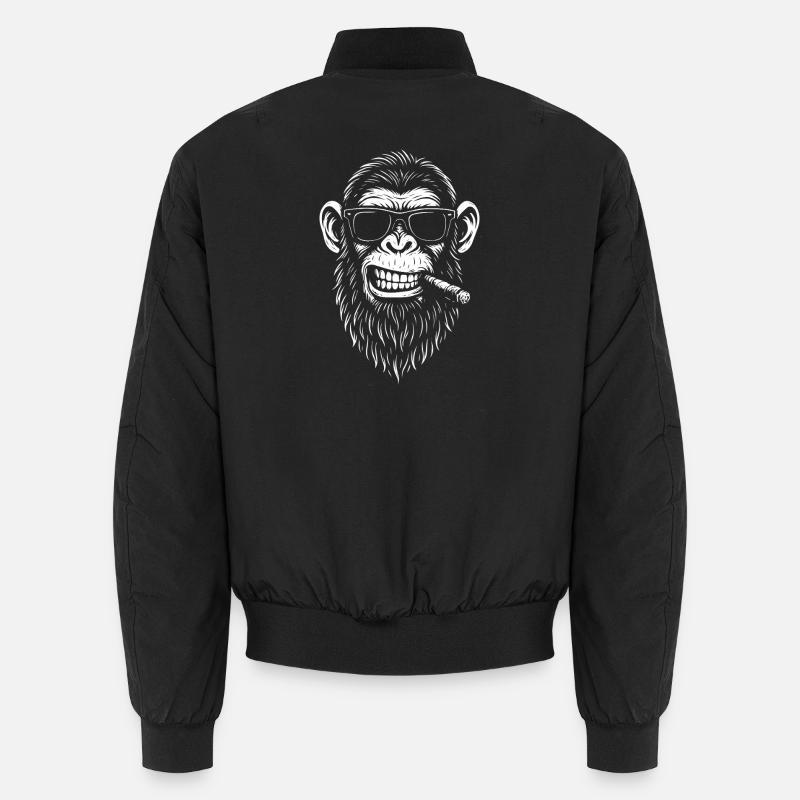 Singe avec barbe et cigare - Bomber unisexe - noir