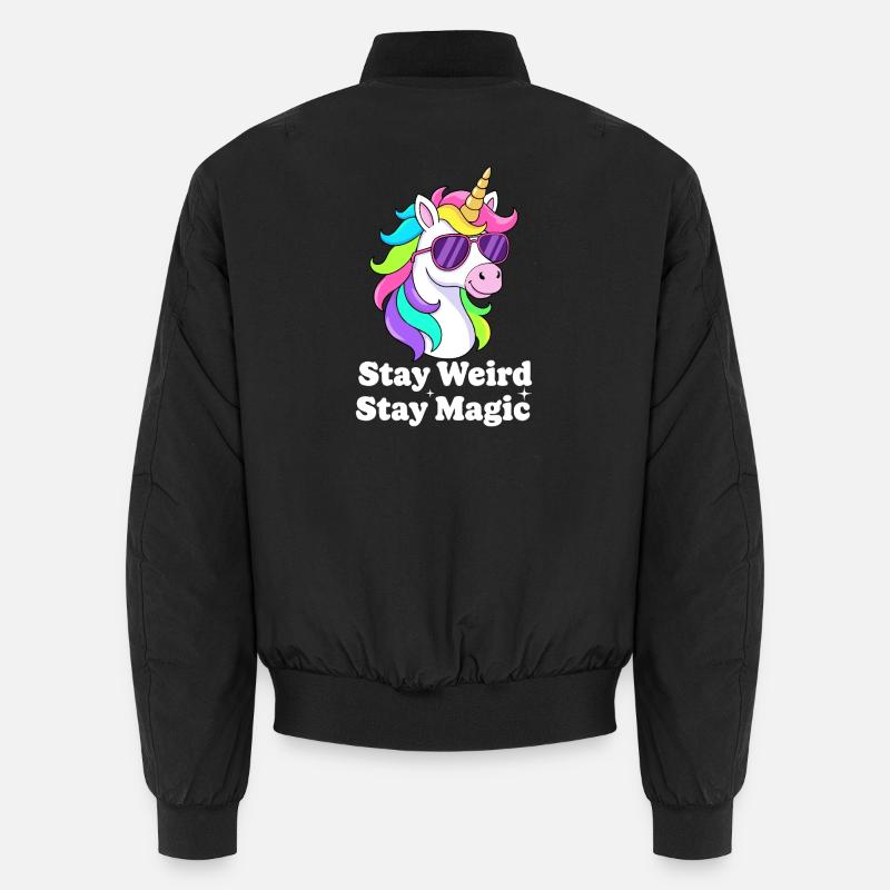 Buntes Einhorn mit Sonnenbrille - Unisex Bomberjacke - Schwarz