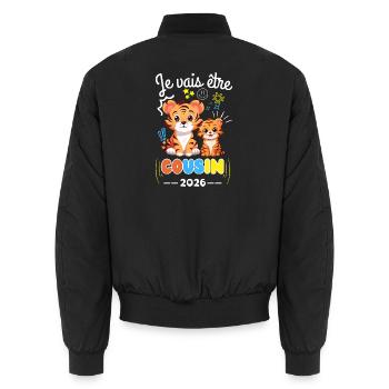 I'm going to be cousin 2026 Tiger pregnancy announcement - Unisex Bomber Jacket - black - Back - AI Model Male 185 light (185cm)