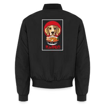 Cute Beagle Ramen Japanese Pop Art Foodie Gift - Unisex Bomber Jacket - black - Back - AI Model Male 185 light (185cm)
