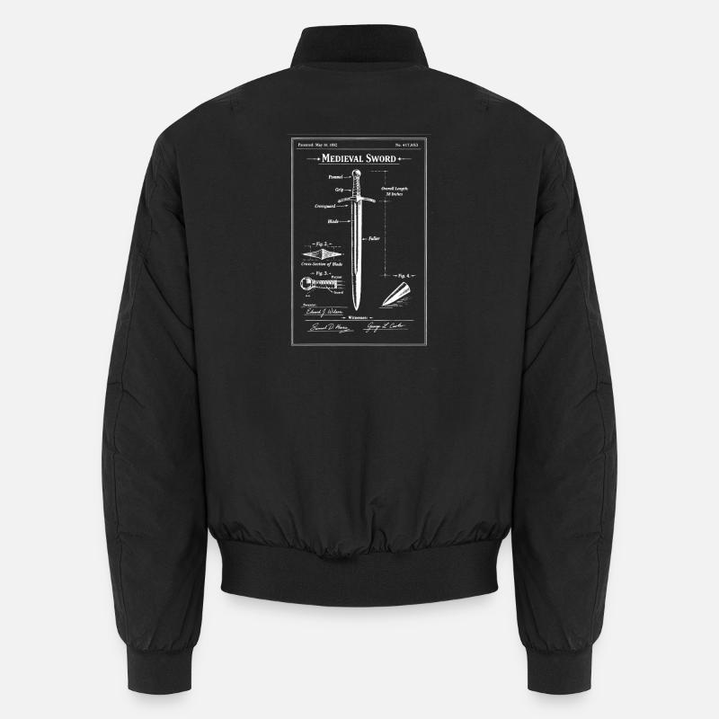 Medieval Sword Blueprint - Unisex Bomber Jacket - black