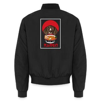 Deutsche Kurzhaarige Pointer-Ramen-Hund Japanische Kunst - Unisex Bomberjacke - Schwarz - Hinten - AI Model Male 185 light (185cm)