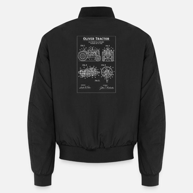 Oliver Traktor Blueprint Patent-Artwork Unisex Bomberjacke