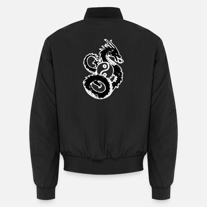 Dragon Yin Yang Circle Illustration Unisex Bomber Jacket